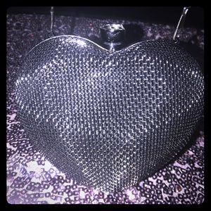 Tasha Heart Shape Clutch in Metallic